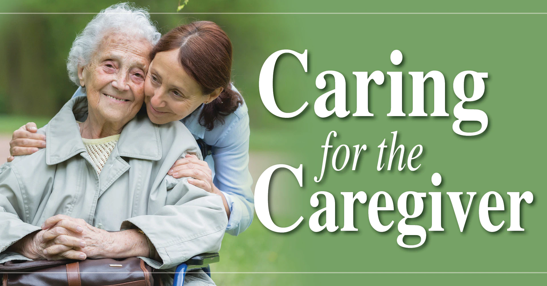 Caregiver hugging elderly woman